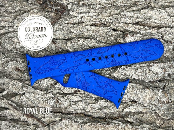 Shark Silicone Silicone Watch Band Laser Engraved, Apple Watch Compatible Series 1-11, SE 1-3 & Ultra 1-3