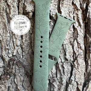 Honeysuckle Floral Silicone Watch Band Laser Engraved, Apple Watch Compatible Series 1-11, SE 1-3 & Ultra 1-3 image 3