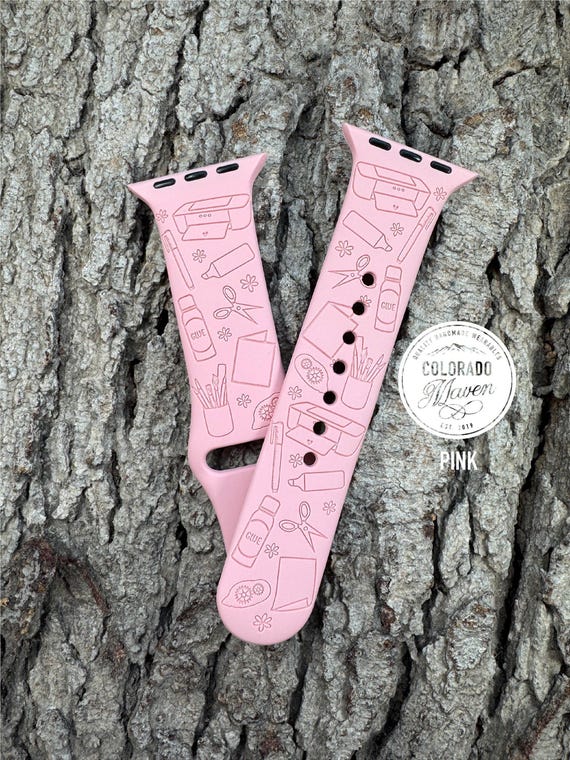 Paper Craft Silicone Watch Band Laser Engraved, Apple Watch Compatible Series 1-11, SE 1-3 & Ultra 1-3
