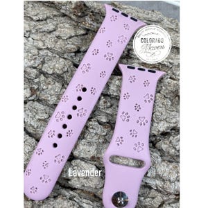 Dog Paw Print Silicone Watch Band Laser Engraved, Apple Watch Compatible Series 1-11, SE 1-3 & Ultra 1-3 image 1