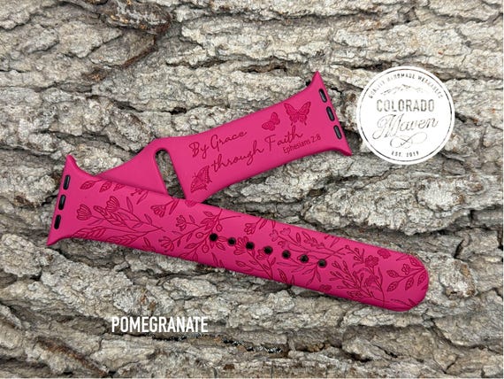 Bible Verse Ephesians 2:8 Silicone Band Laser Engraved, Apple Watch Compatible 38/40/41mm, 42/44/45mm, Series 1,2,3,4,5,6,7,8,9,SE,SE2
