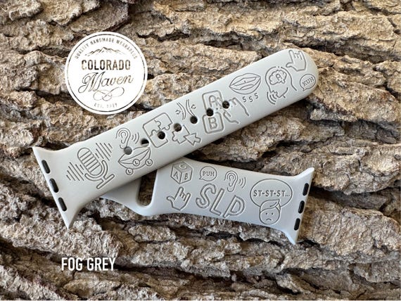 SLP, Speech Therapy Silicone Watch Band Laser Engraved, Apple Watch Compatible Series 1-11, SE 1-3 & Ultra 1-3