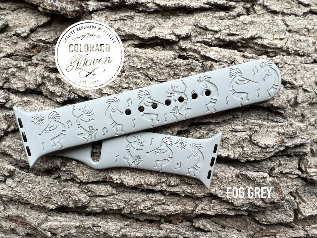 Kokopelli Southwest Watch Band Silicone Laser Engraved, Apple Watch Compatible 38/40/41mm, 42/44
