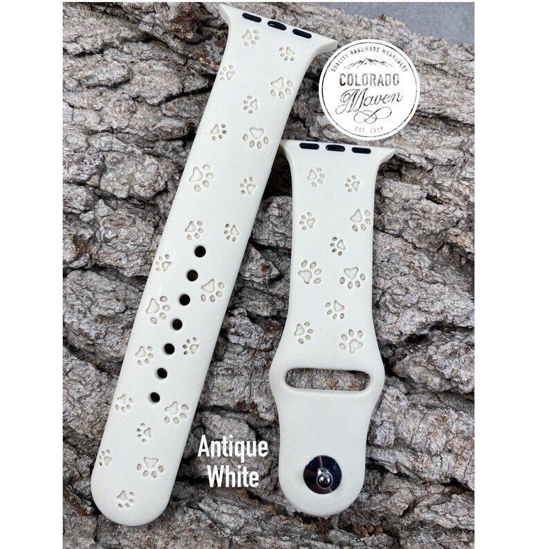 Dog Paw Print Silicone Watch Band Laser Engraved, Apple Watch Compatible Series 1-11, SE 1-3 & Ultra 1-3 image 4