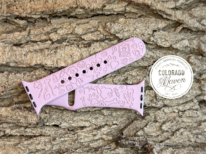 Veterinarian Silicone Watch Band Laser Engraved, Apple Watch Compatible Series 1-11, SE 1-3 & Ultra 1-3 bild 6