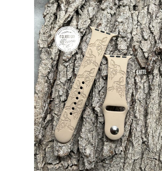 Cow Watch Band Silicone Watch Band Laser Engraved, Apple Watch Compatible Series 1-11, SE 1-3 & Ultra 1-3