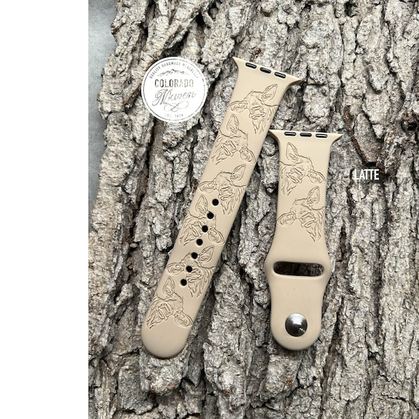 Cow Watch Band Silicone Watch Band Laser Engraved, Apple Watch Compatible Series 1-11, SE 1-3 & Ultra 1-3