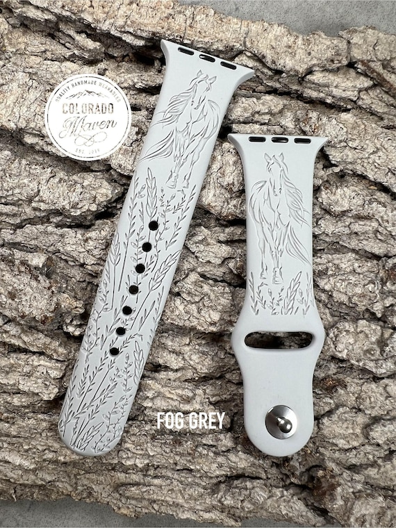 Horse Equestrian Silicone Band Laser Engraved, Apple Watch Compatible Series 1-11, SE 1-3 & Ultra 1-3