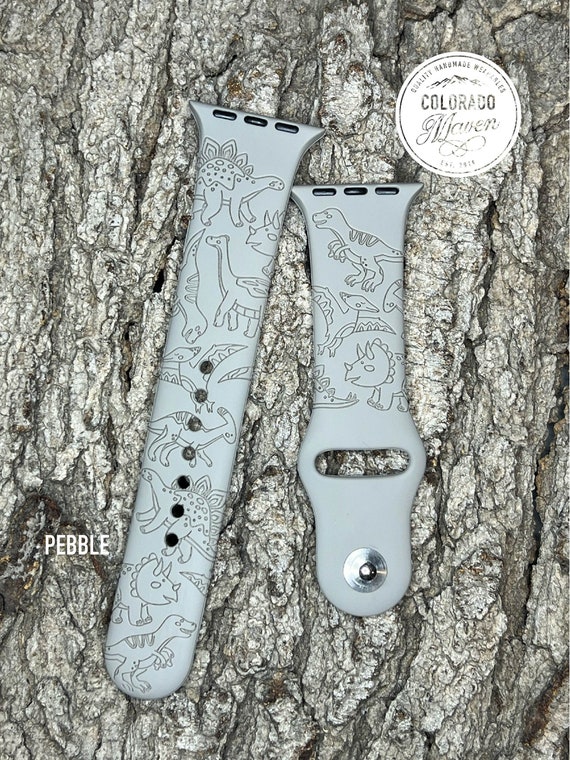 Dinosaur Watch Band Silicone Laser Engraved, Apple Watch Compatible 38/40/41mm, 42/44/45mm, Series 1,2,3,4,5,6,7,8,9,SE,SE2