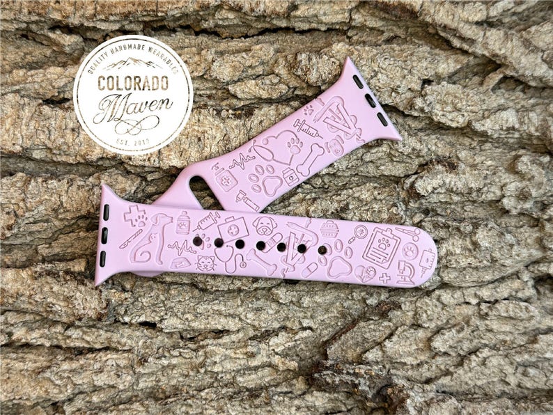 Veterinarian Silicone Watch Band Laser Engraved, Apple Watch Compatible Series 1-11, SE 1-3 & Ultra 1-3 bild 4