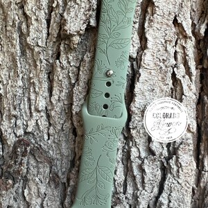 Honeysuckle Floral Silicone Watch Band Laser Engraved, Apple Watch Compatible Series 1-11, SE 1-3 & Ultra 1-3 image 6
