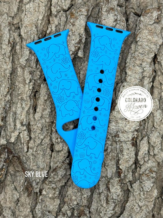 Elephant Silicone Watch Band Laser Engraved, Apple Watch Compatible Series 1-11, SE 1-3 & Ultra 1-3
