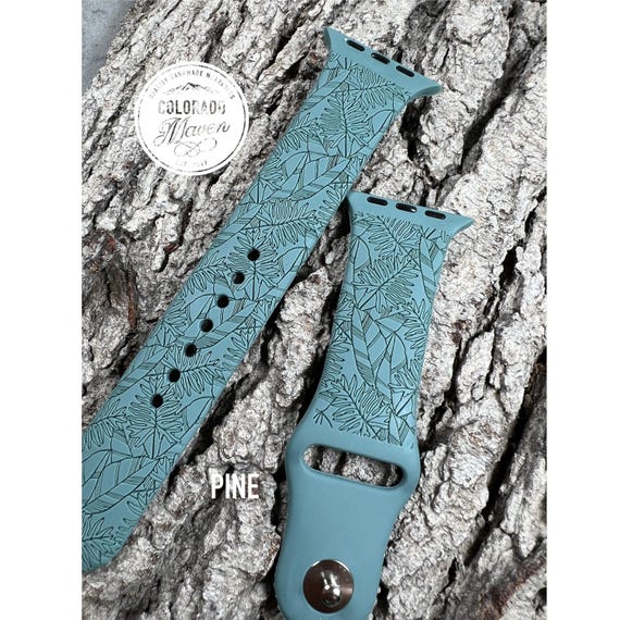 Tropical Plant, Plants Silicone Watch Band Laser Engraved, Apple Watch Compatible Series 1-11, SE 1-3 & Ultra 1-3