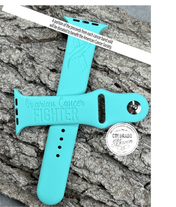 Ovarian Cancer Warrior Silicone Band Laser Engraved-5 Options, Apple Watch Compatible 38/40/41mm, 42/44/45mm,Series 1,2,3,4,5,6,7,8,9,SE,SE2