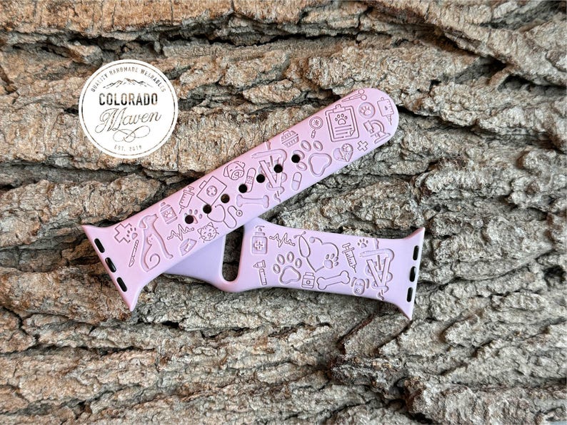 Veterinarian Silicone Watch Band Laser Engraved, Apple Watch Compatible Series 1-11, SE 1-3 & Ultra 1-3 bild 5