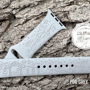 Nativity Christmas Silicone Watch Band Laser Engraved, Apple Watch Compatible Series 1-11, SE 1-3 & Ultra 1-3