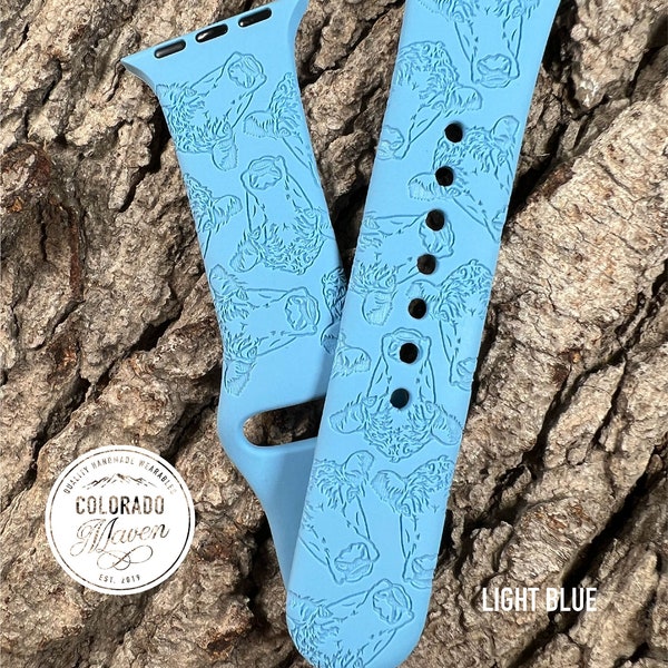 Hereford Cow Watch Band Silicone Laser Engraved, Apple Watch Compatible 38/40/41mm, 42/44/45mm, Series 1,2,3,4,5,6,7,8,9,SE,SE2