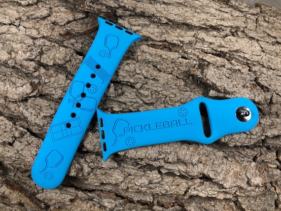 Pickleball Silicone Band Laser Engraved, Apple Watch Compatible 38/40/41mm, 42/44/45mm, Series 1,2,3,4,5,6,7,8,9,SE,SE2