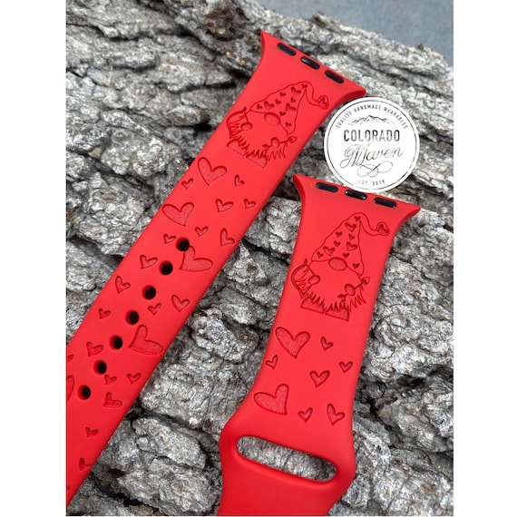 Gnome Cupid Valentine, Valentine's Day Silicone Watch Band Laser Engraved, Apple Watch Compatible Series 1-11, SE 1-3 & Ultra 1-3