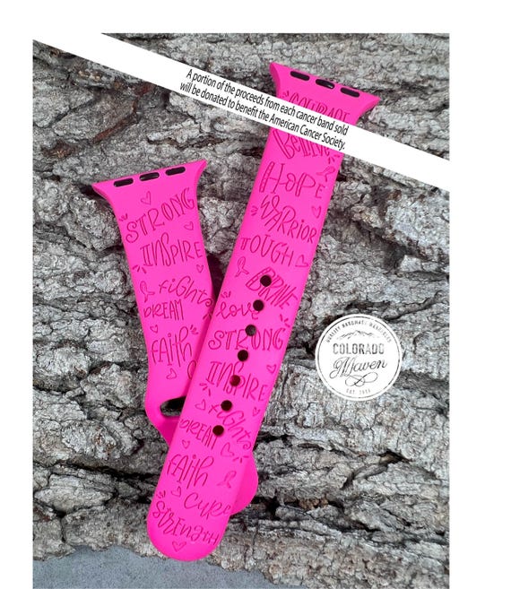 Cancer Positive Affirmations Silicone Watch Band Laser Engraved, Apple Watch Compatible Series 1-11, SE 1-3 & Ultra 1-3