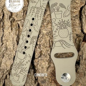 Plants, House Plant Silicone Watch Band Laser Engraved, Apple Watch Compatible Series 1-11, SE 1-3 & Ultra 1-3