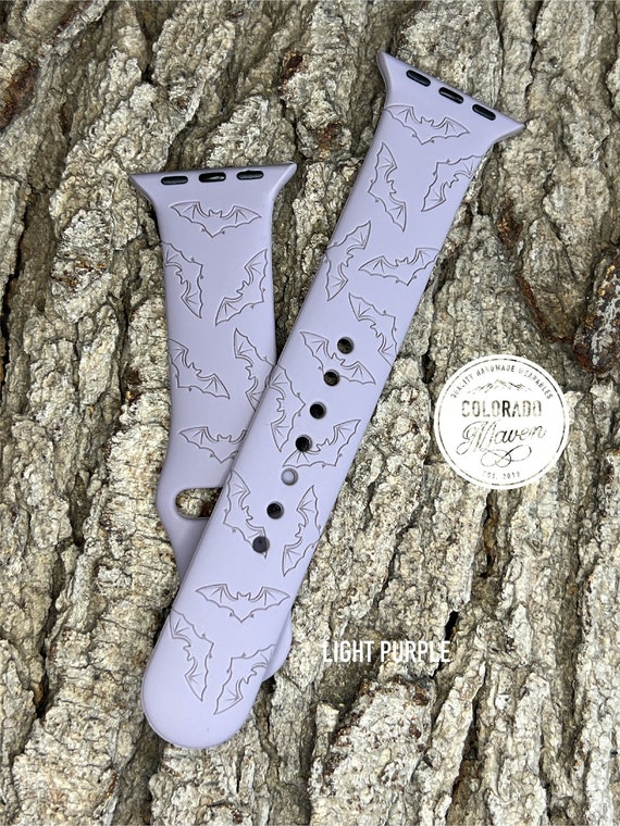 Bats, Bat Halloween Silicone Watch Band Laser Engraved, Apple Watch Compatible 38/40/41mm, 42/44/45mm, Series 1,2,3,4,5,6,7,8,9,SE,SE2