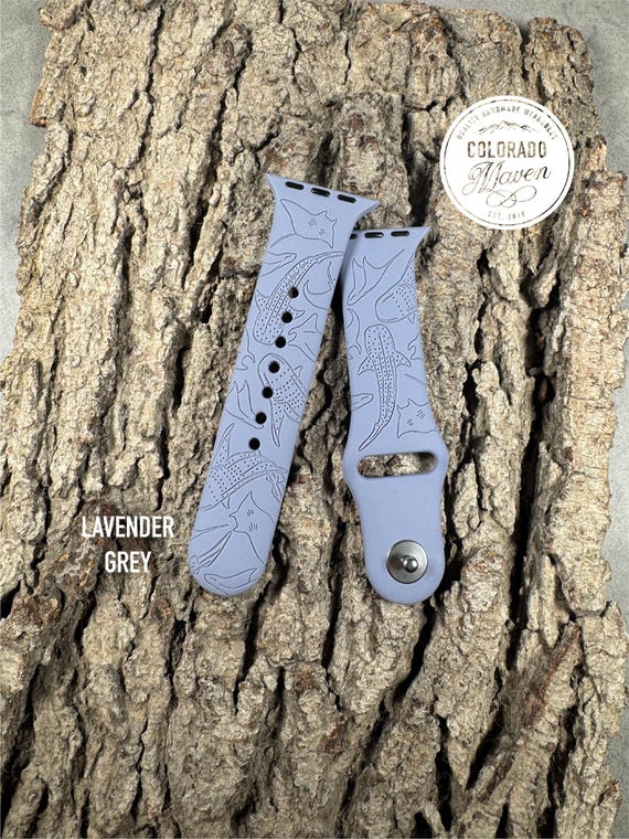 Sea Life Whale Shark - Stingray - Manta Ray Silicone Watch Band Laser Engraved, Apple Watch Compatible Series 1-11, SE 1-3 & Ultra 1-3