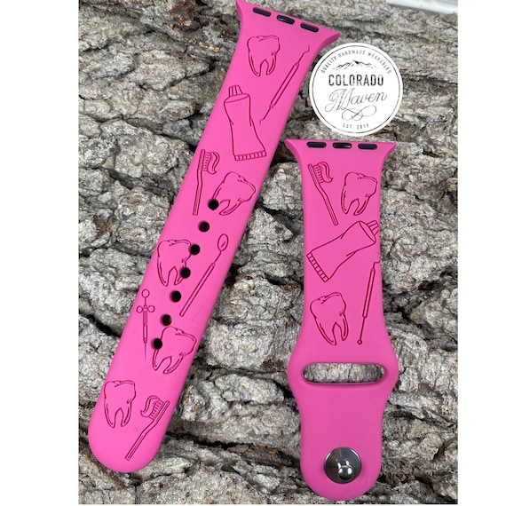 Dental, Dentist, Dental Hygienist Silicone Watch Band Laser Engraved, Apple Watch Compatible Series 1-11, SE 1-3 & Ultra 1-3
