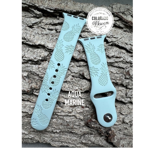 Pineapple Fruit, Tropical, Silicone Band Laser Engraved, Apple Watch Compatible 38/40/41mm, 42/44/45mm, Series 1,2,3,4,5,6,7,8,9,SE,SE2