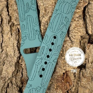 Bracelet de montre en silicone Cactus Saguaro gravé au laser, compatible avec les Apple Watch séries 1-11, SE 1-3 et Ultra 1-3