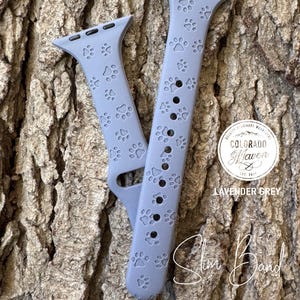 Dog Paw Print Slim Narrow Silicone Watch Band Laser Engraved, Apple Watch Compatible Series 1-11, SE 1-3 & Ultra 1-3