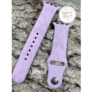 Rainbow Boho Watch Band Silicone Band Laser Engraved, Apple Watch Compatible 38/40/41mm, 42/44/45mm, Series 1,2,3,4,5,6,7,8,9,SE,SE2