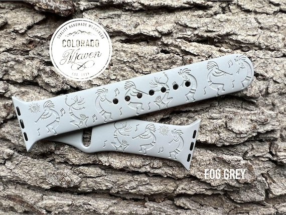 Kokopelli Southwest Watch Band Silicone Laser Engraved, Apple Watch Compatible Series 1-11, SE 1-3 & Ultra 1-3