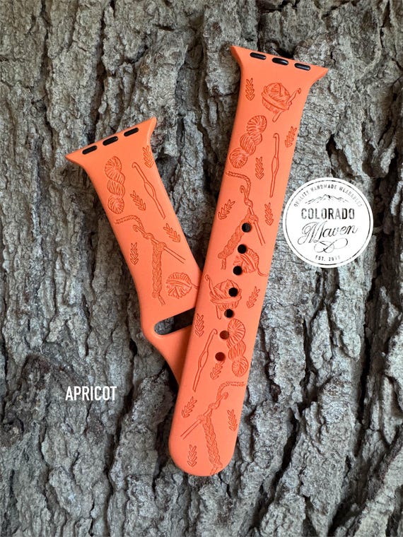 Crochet, Crocheting Silicone Watch Band Laser Engraved, Apple Watch Compatible Series 1-11, SE 1-3 & Ultra 1-3