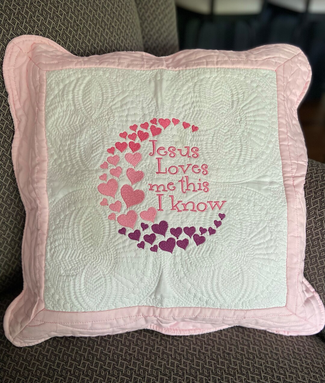 Jesus Loves Me This I Know, Custom Quilted Pillow COVER ,heirloom ...