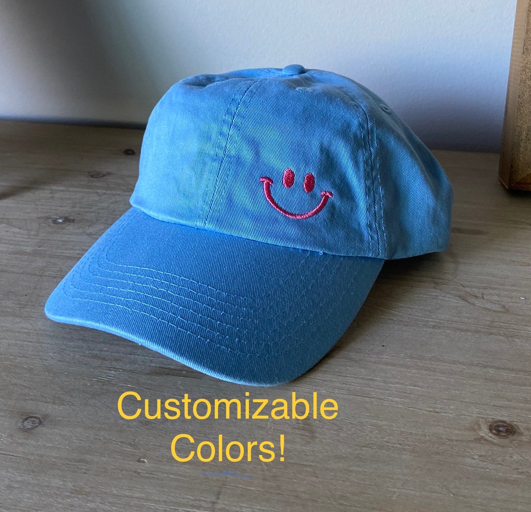 Smiley Hat Smiley Face Hat Fun Cap Embroidered Hat Adjustable Cotton
