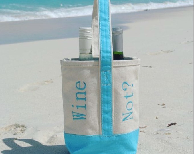 Monogramed wine tote - Personalized wine gifts -  Wine lover gifts - Custom wine gift - Hostess gifts - Housewarming gift - Wine carrier