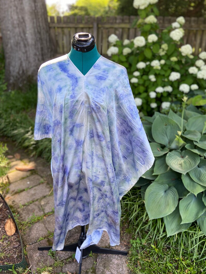Red Cabbage and Carnations Silk Poncho