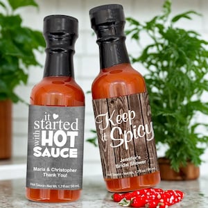 Personalized Hot Sauce Party Favors: 1.7 oz Mini Bottles, USA Made