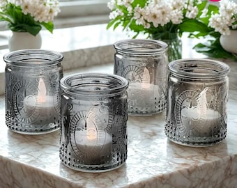 Glass Tea Light Votive Holder Smoke Gray (Set of 8): Candle Holder Table Decoration