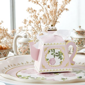 24 Pink Teapot Favor Boxes, Candy Favor Box, Tea Party Favor Box, Bridal Shower Party Treat Box, Teapot Favor Boxes Party Favors