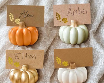 Resin Pumpkin Place Card Holders: Autumn Table Decor, Set of 6