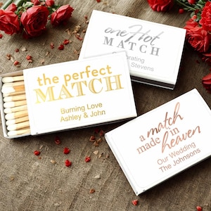 Personalized Wedding Matchboxes: Metallic Foil Stickers - Set of 50