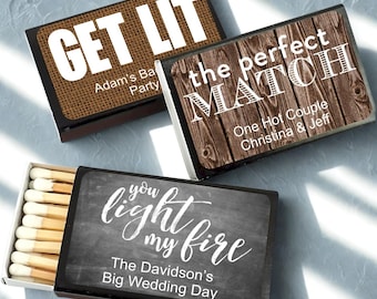 Custom Wedding Match Boxes (Set of 50), Personalized Matches Wedding Guest Favors