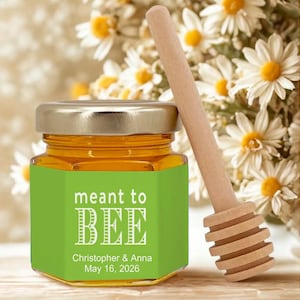 Meant To Bee Honey Jar Wedding Favors: Personalized 2oz Mini Jars