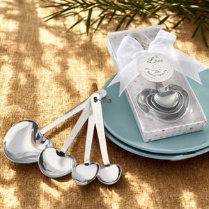 Heart Measuring Spoons Set: Baby Shower Favors, Stainless Steel - Set of 4