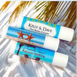 Personalized Beach Lip Balm Favors: Tropical Party, Custom Chapstick