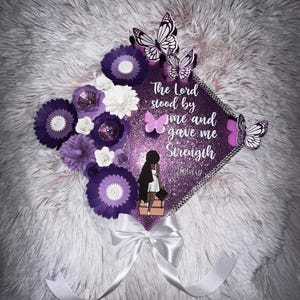 Graduation Cap Topper | Custom Cap Topper | Graduation Cap Decor | Glitter Cap Topper | Flower Cap Topper