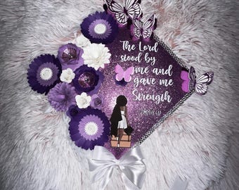 Graduation Cap Topper | Custom Cap Topper | Graduation Cap Decor | Glitter Cap Topper | Flower Cap Topper