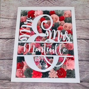 Assorted Flower Shadow Box | Rolled Flowers | Custom Shadow Box | Personalized Shadow Box | Customizable Shadow Box with Flowers